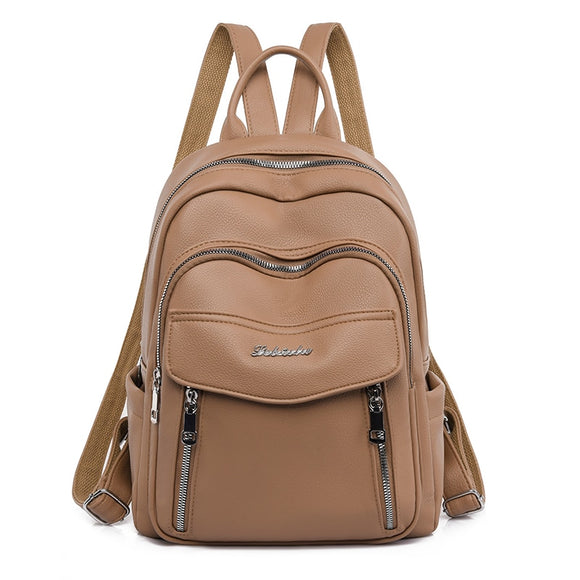 2022 Fashion High Quality Leather Backpack Four Seasons Travel Waterproof Anti Theft Backpack Famous Women's Designer School Bag