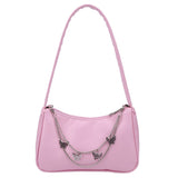 Fashion Pure Color Butterfly Chain Shoulder Underarm Bag Casual Elegant Ladies Small Hobos Brand Designer  Women Handbags Purse