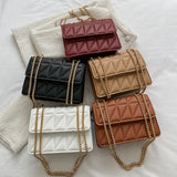 Fashion Metal Chain Shoulder Bag Solid Pu Leather Ladies Handbags Designer Crossbody Bags For Women