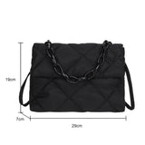 Fashion Women Chain Crossbody Bags Winter Quilted Padded Square Shoulder Bags Casual Female Flap Large Capacity Crossbody Bag