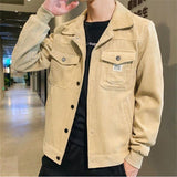 Men Coats 2022 Spring Korean Fashion Slim Lapel Jackets Street Style Solid Single-breasted Corduroy Jackets Coats