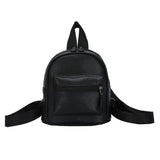 Women Vintage PU Leather Lychee Pattern Backpack Preppy Style School Solid Color Shoulder Bag Small Rucksack Travel Backpack