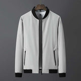 Man Jacket Solid Color Stand Collar Sport Clothe Zipper Pockets Loose Long Sleeve Smart Casual Outwear Oversized Jacket For Man