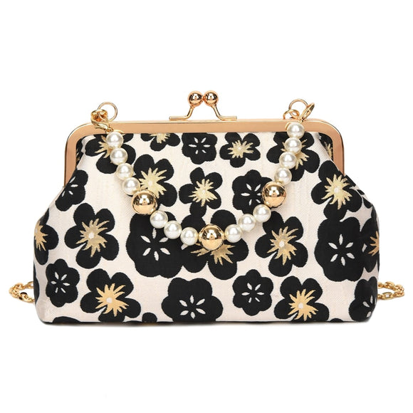 flowering handbags for women elegant women's bag 2022 trend Metal Frame Clip Bag Pearl handle designer luxury crossbody bags