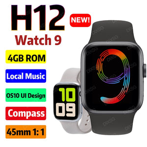2023 New H12 Smart Watch 9 Compass 4GB ROM Bluetooth Call Local Music NFC Heart Rate Series 9 Smartwatch Men PK Hello Watch 3
