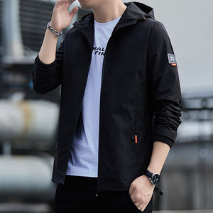 2022 Men&#39;s Spring Autumn Jackets New Slim Casual Trend Coats Black Fashion Brand Hooded Solid Color Man Clothing Size M-4XL