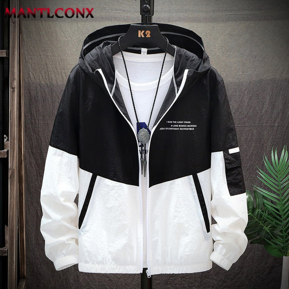 MANTLCONX 2022 Summer Jacket Men Sun Protection Quick Dry Skin Windbreaker Jacket Hooded Pocket Jackets for Men Clothing Fashion