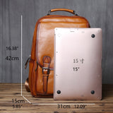 NZPJ Leather Men&#39;s Backpack Natural Cowhide Schoolbag Fashion Computer Bag Casual Men&#39;s Bag Suitable For 16 Inch Laptop
