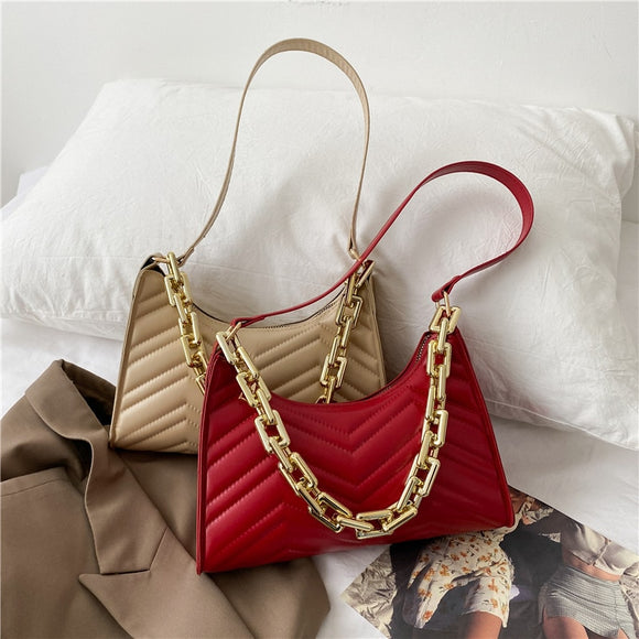 Fashion Check Embossed Handbags New PU Leather Chain Shoulder Bags for Woman Texture Shopping  Zipper  Underarm