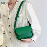 Women Sling Crossbody Bag Small Square Leather Shoulder Tote Solid Color Flap Pocket Daily Purse for Lady Satchel