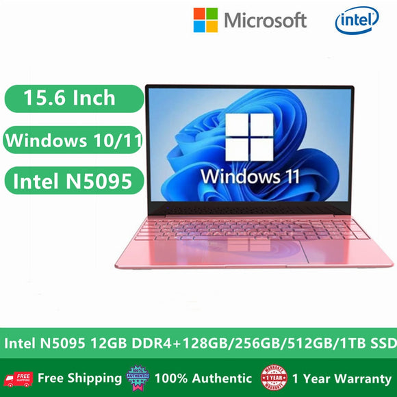 2022 Windows 11 Office Notebook Business Gaming Laptop 15.6 inch Intel Celeron N5095 12G RAM 1T SSD Dual WiFi 2.4G/5.0G HDMI
