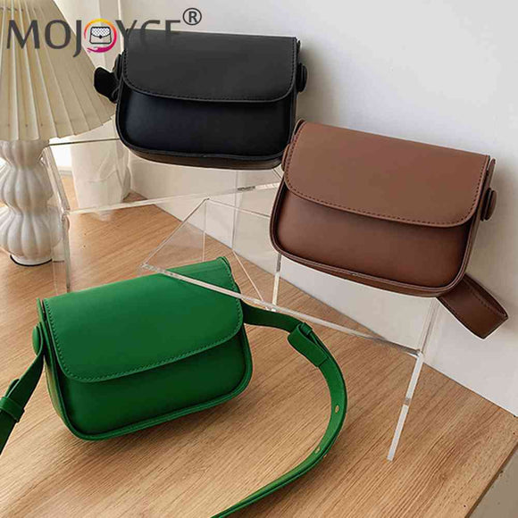 Women Sling Crossbody Bag Small Square Leather Shoulder Tote Solid Color Flap Pocket Daily Purse for Lady Satchel
