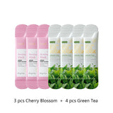 7pcs Cherry Blossoms Green Tea Centella Moisturizing Sleeping Mask Individual Packaging Nourishing Repair Skin Barrier Face Mask