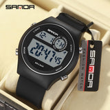 Sanda 9013 Silicone Strap Digital Movement Electronic Hand Clock 2023 New Watertight Outdoor Sports Chronograph Men Watch