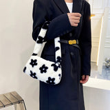 Flower Pattern Printing Shoulder Bag Fashion Women Autumn Winter Purse Shoulder Bags College Style Underarm Bag