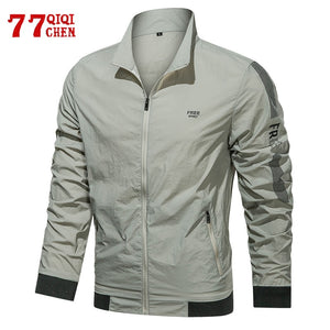 Tactics thin Jackets Men spring summer Casual Sports Autumn Outdoor Soild stand collar Coat male Breathable Casual Outwears 4XL