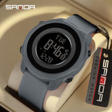 Sanda 6122 New Fashion Outdoor Sports Men Silincone Strap Waterproof Digital Movement Electronic LED Alarm Mode Wrist Watches