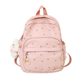 Teen Girls School Backpack Cute Small Floral Print Nylon Travel Bookbag Women Casual Lightweight College Laptop Rucksack Purse