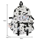 Girls Canvas Backpacks Cute Cow Print Student Cute School Bag Pack College Womens Rucksack Large Capacity for College for Ladies