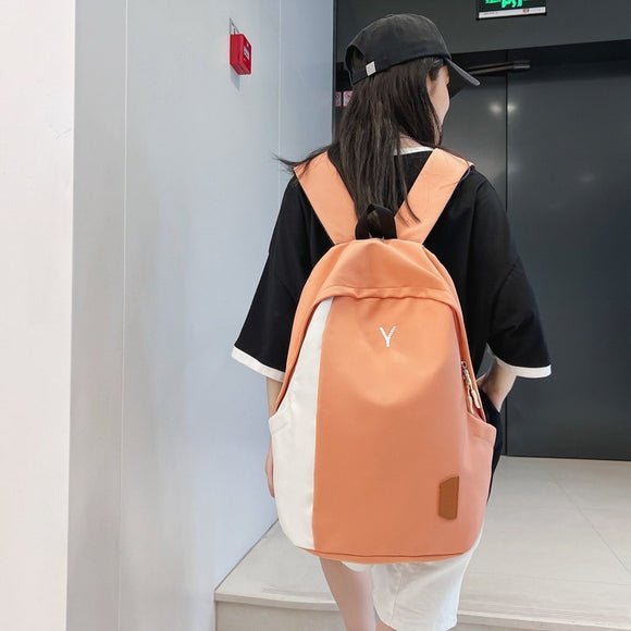 TRAVEASY 2022 Contrast Color Simple Nylon Backpacks Female Fashion College Student Woman Bookbag Cool Outdoor Travel Bags Trendy