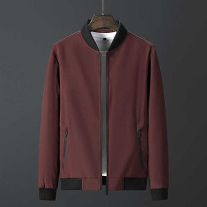 Man Jacket Solid Color Stand Collar Sport Clothe Zipper Pockets Loose Long Sleeve Smart Casual Outwear Oversized Jacket For Man