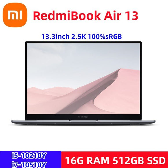 Xiaomi RedmiBook Air 13.3 Inch Laptop 10th Intel-Core i7-10510Y / i5-10210Y 16GB 512G SSD 2.5K Screen Thin Notebook