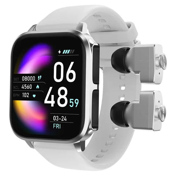 T22 Smart Watch 2 In 1 1.83inch HD Display Men Women TWS Wireless Earbuds Heart Rate Blood Pressure Health Monitoring Smartwatch