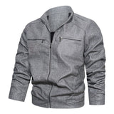 Autumn Winter Casual Solid Fashion Slim Bomber Jackets High Quality Men&#39;s Zip Collar Outdoor Windbreaker Fleece Jacket Warm Coat