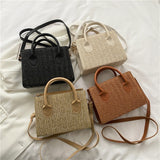 Solid Color Woven Temperament Small Square Bag For Girl Women&#39;s Shoulder Bag Girl&#39;s Single Shoulder Messenger Bags