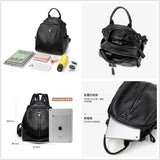 Black Backpack Girl Genuine Leather Cowhide Bags Commuter Woman Small Bagback 2 Shoulders Traveling Bag 2022 New Fashion Design