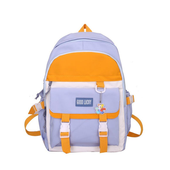 TRAVEASY Middle High School Woman Backpacks Nylon Preppy Style Paneled Shoulder Bags for Teenage Girls Travel Bookbag Waterproof
