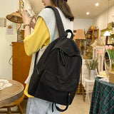 Simple Solid Color Backpack Women 2022 Waterproof Nylon School Bags For Teenager Girls Bookbag Lady Travel Backbag Shoulder Bag