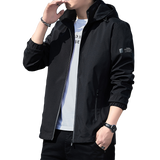 2022 Men&#39;s Spring Autumn Jackets Solid Color Hooded Casual Jacket Windproof Man Windbreaker Black Blue Gray Size M-5XL