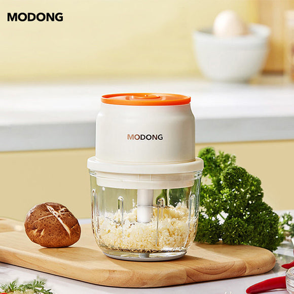 MODONG Household Meat Grinder Chopper Portable Glass Bowl 45W Multipurpose Chopper 1200mAh Battery Rechargeable Meat Grinder
