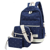 3 Pcs/set Canvas School Backpack for Grils Teenager Travel Backpack Bags