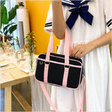 Japanese and Korean Style Women Canvas Satchel Handbag School Book Bags for Teenage Girl Crossbody Shopping Tote Bag
