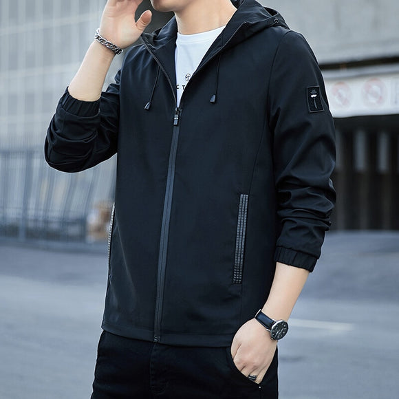 2022 Men Clothing Men's Jacket Spring Autumn Windbreaker Solid Color Man Hooded Casual Coats Size M-5XL