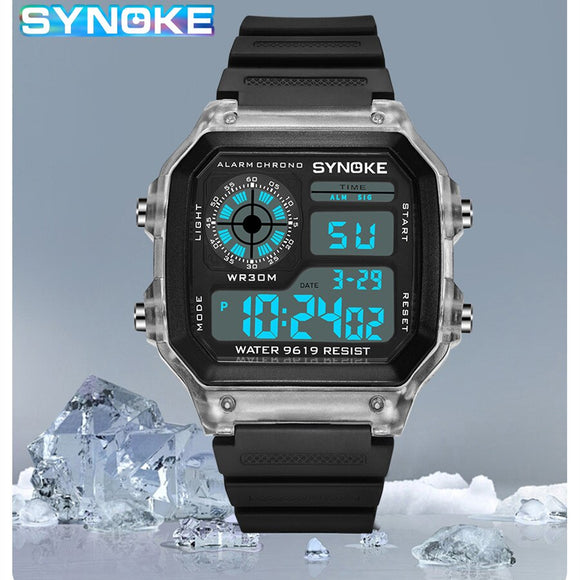 SYNOKE Digital Watches Men Sports Luminous Multifunction Waterproof Chrono Wristwatch Outdoor and Running Student Seven Lights