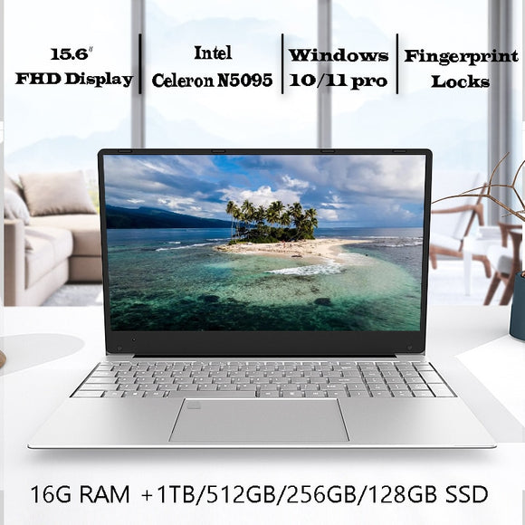 Laptop Windows 11/10 Pro Intel 16G RAM 128G/256G/512G/1T SSD Fingerprint Locks PC Dual WiFi 2.4G/5.0G