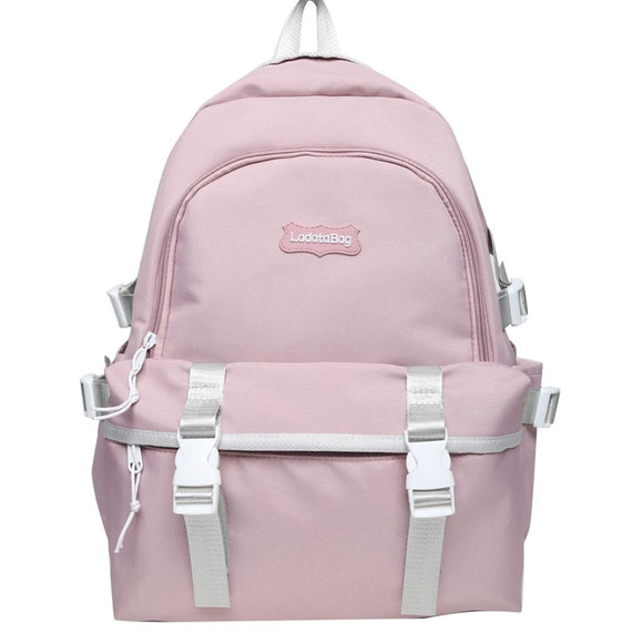 TARVEASY 2022 New Backpack Women Fashion Solid Color Ulzzang Laptop Bags Ladies Pink Middle School Students Casual Lightness Bag