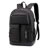 Men Backpack Teenage Boys High School Bags Oxford Gray Multiple Pockets USB Charging Back Pack Male