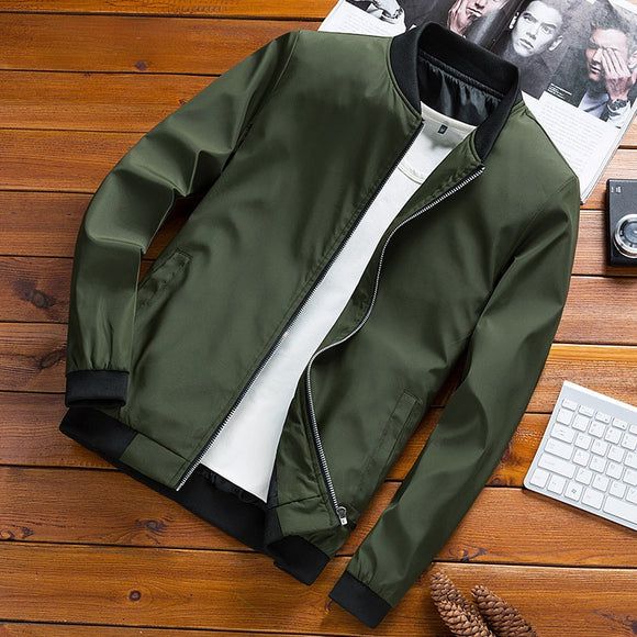 Spring Men's Bomber Jackets Male Outwear Slim Fit Solid Color Coats Fashion Man Streetwear Baseball Jackets Clothing