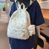Teen Girls School Backpack Cute Small Floral Print Nylon Travel Bookbag Women Casual Lightweight College Laptop Rucksack Purse