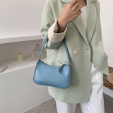 Fashion Women Woven Shoulder Underarm Bag Casual Ladies Pure Color Small Tote Handbags PU Leather Elegant Female Top-handle Bags