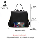 FOXER Genuine Leather Women Large Capacity Travel Backpack High Quality Simple Soft School Bag Girl Rucksack Casual Shoulder Bag