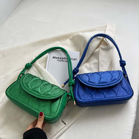 2022 New Women Underarm Bags Fashion Sequins Small Handbags Ladies Shoulder Bags PU Leather Female Solid Color Top-Handle Bags
