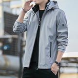 2022 Men&#39;s Spring Autumn Jackets Solid Color Hooded Casual Jacket Windproof Man Windbreaker Black Blue Gray Size M-5XL
