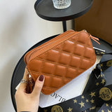 Women&#39;s Bags Shoulder Bags Small Square Bags Fashion Ladies Messenger Bags Simple Rhombus Embroidery Thread Messenger Bag