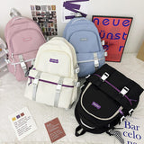 TARVEASY 2022 New Backpack Women Fashion Solid Color Ulzzang Laptop Bags Ladies Pink Middle School Students Casual Lightness Bag