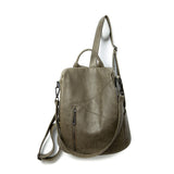 Green Backpack Women Urban Bags Vintage Leather Backpacks Waterproof Large Pocket Backbag Business Female Travel Bag Anti-theft